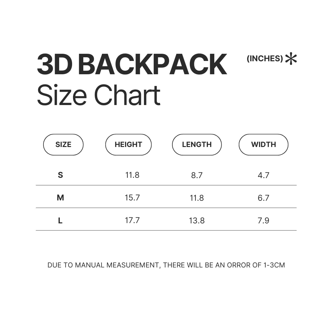 3D Backpack Size Chart - Black Clover Gifts