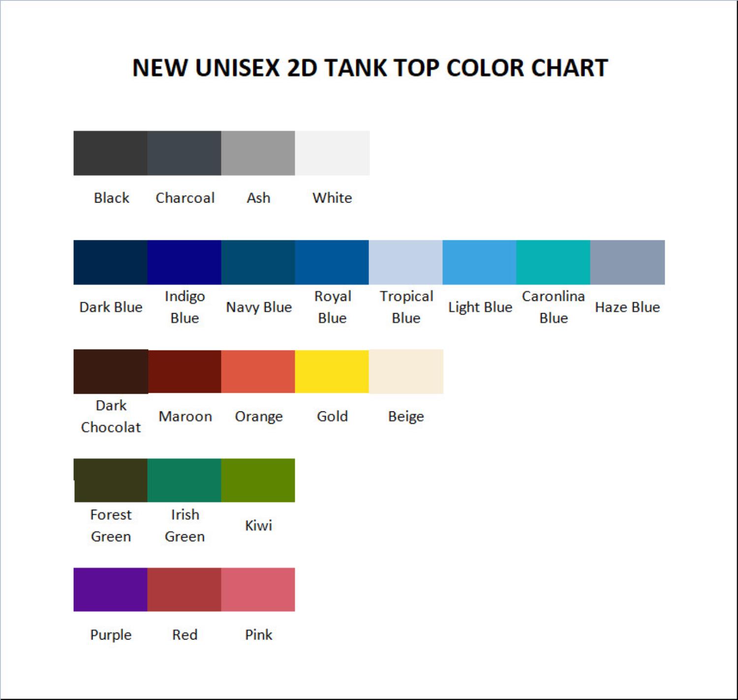 tank top color chart - Black Clover Gifts